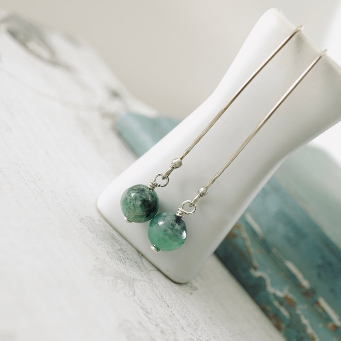 Long Burma Jade Earrings