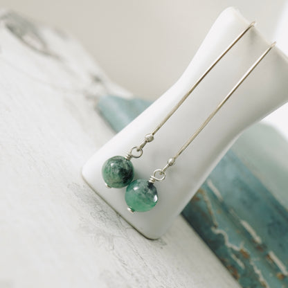 Long Burma Jade Earrings