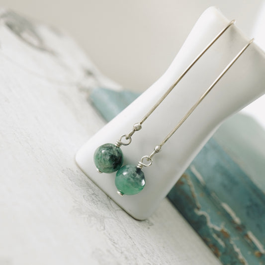 Long Burma Jade Earrings