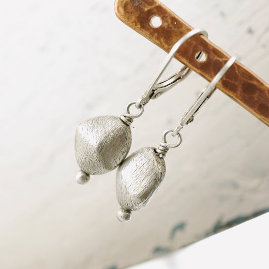 Brushed Silver Hollow Form Earrings
