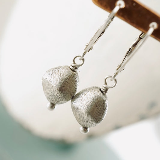 Brushed Silver Hollow Form Earrings