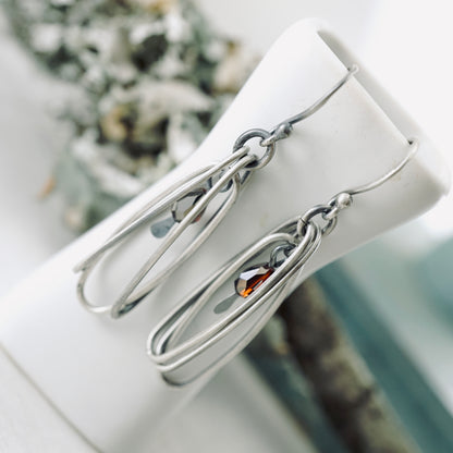 Oval Hoops Trio Crystal Earrings