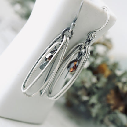 Oval Hoops Trio Crystal Earrings