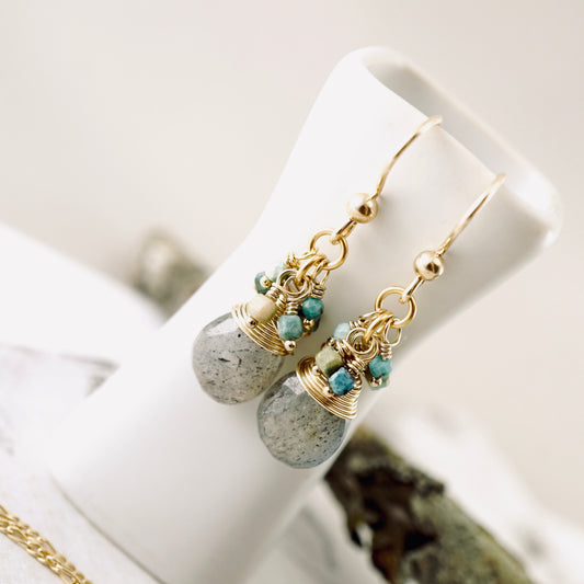 Labradorite and Turquoise Earrings