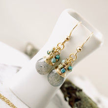 Load image into Gallery viewer, TN Labradorite and Turquoise Earrings (GF)