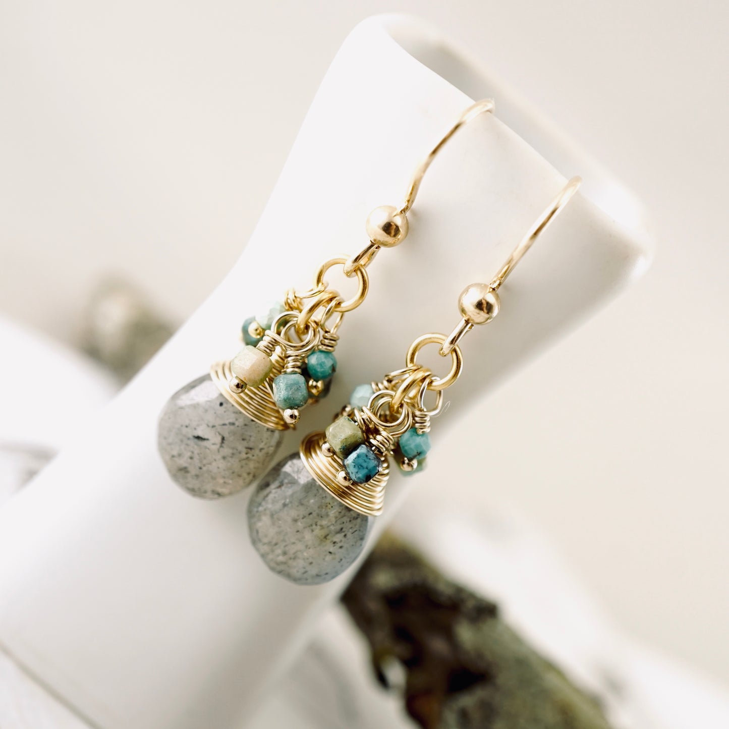 Labradorite and Turquoise Earrings