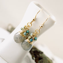 Load image into Gallery viewer, TN Labradorite and Turquoise Earrings (GF)