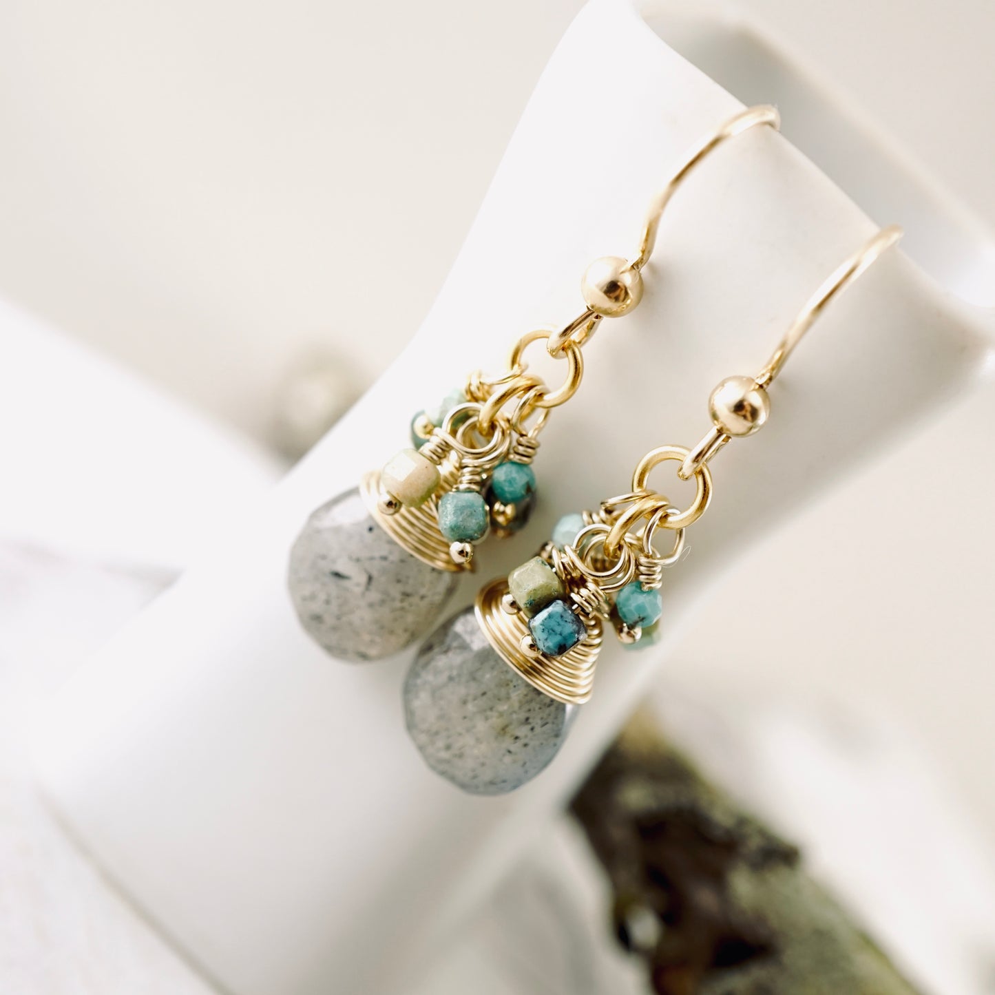 Labradorite and Turquoise Earrings