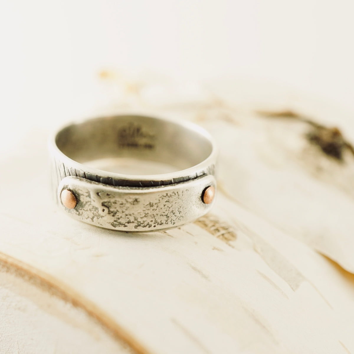 Riveted Sterling Over Sterling Ring (Unisex: size 9)