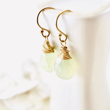 Load image into Gallery viewer, TN Green Chalcedony Wrapped Earrings