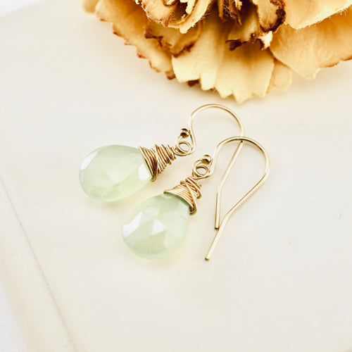 TN Green Chalcedony Wrapped Earrings