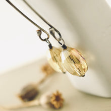 Load image into Gallery viewer, TN Crystal Drop Long Earrings (Oval Champagne)
