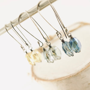 TN Crystal Drop Long Earrings (Oval Blue)