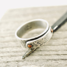 Load image into Gallery viewer, Carpe Diem - Riveted Sterling Over Sterling Ring (Bark Texture - SS)