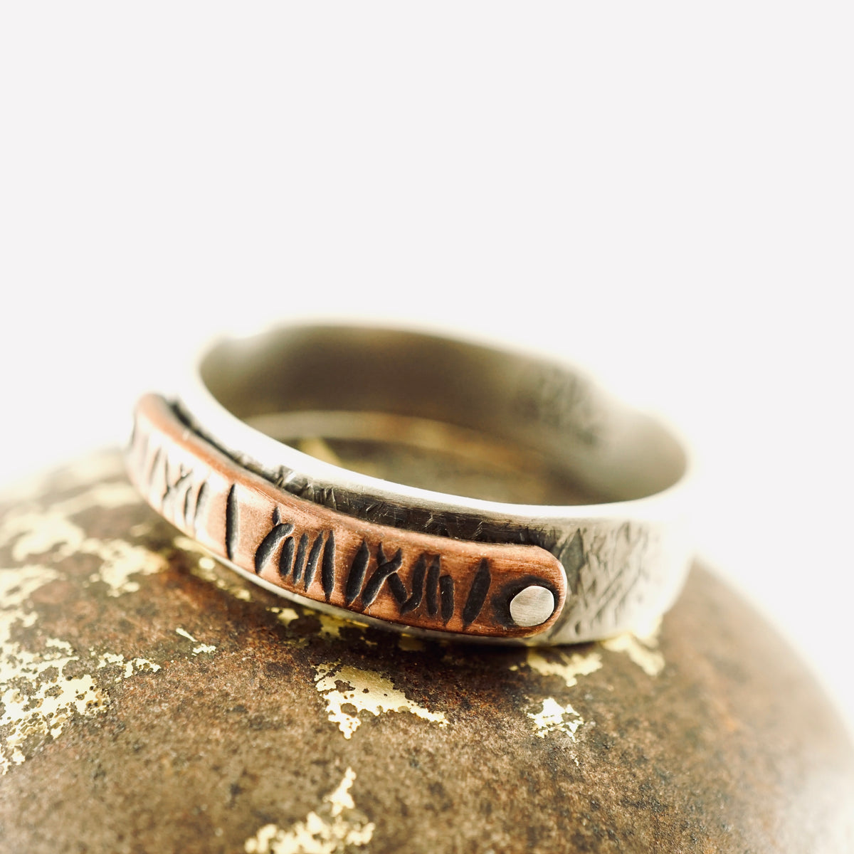Riveted Copper & Silver Ring (Unisex: Size 8 1/4)