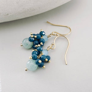 TN Green and Blue Chalcedony Earrings (Gold-filled)