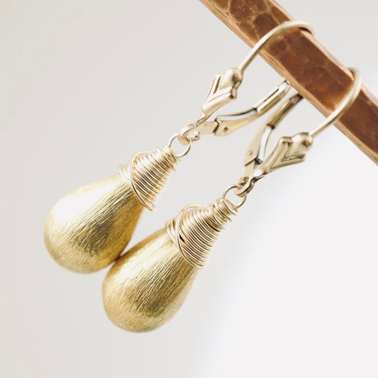 Brushed Vermeil Drop Earrings