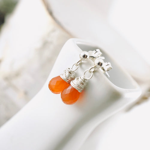 TN Petite Carnelian Drop Earrings (SS posts)