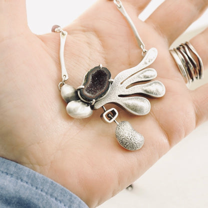 Baby Tobasco Geode & Tourmaline Necklace