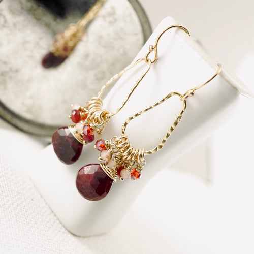 TN Ruby Chandelier Earrings (Gold-filled)