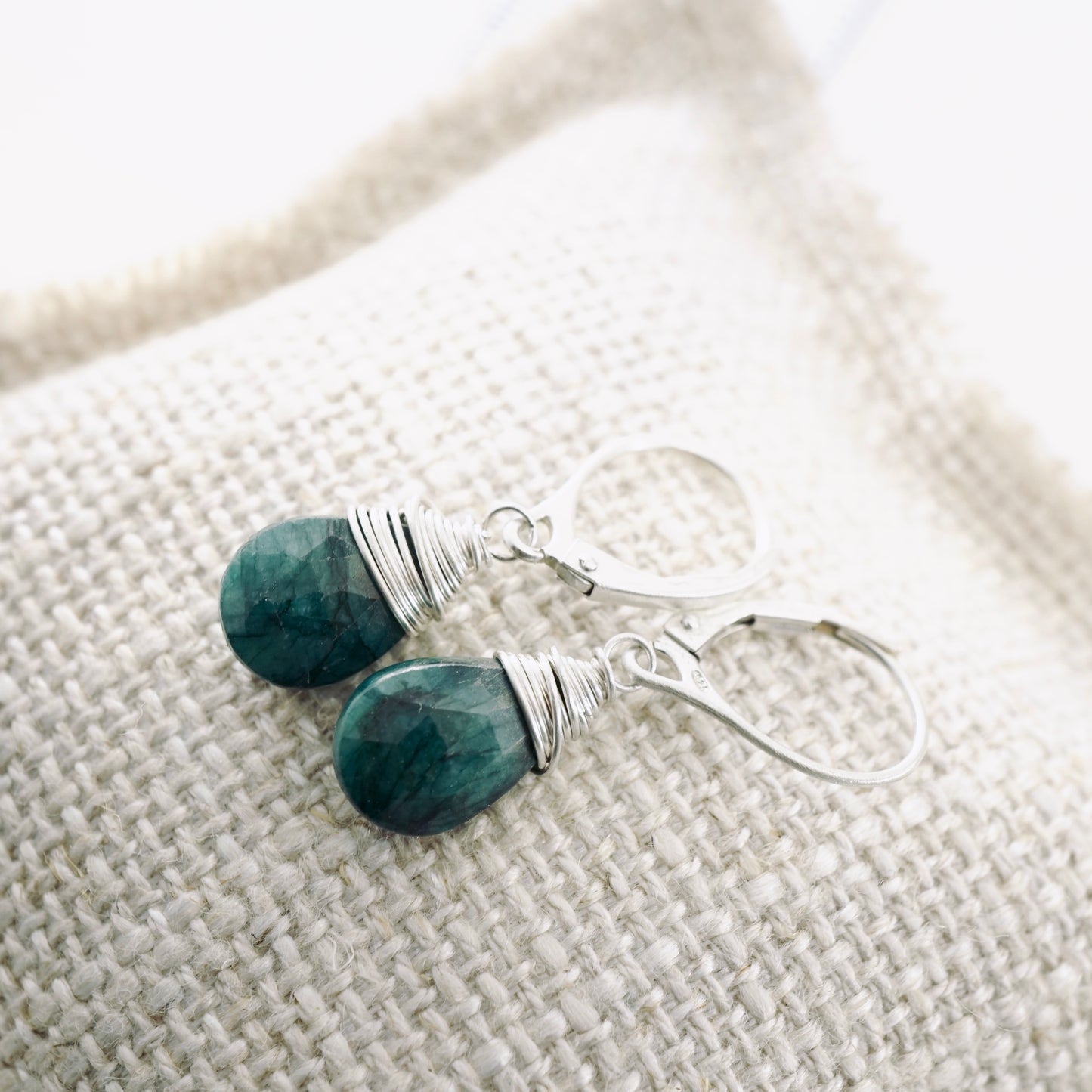 Green Emerald Drop Earrings