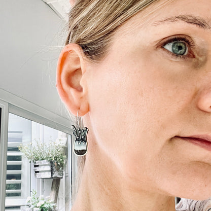 Blue Opal Flower Pot Earrings