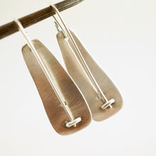 Load image into Gallery viewer, Unique, artisan designed, handmade sterling silver and copper, long ear wire earrings | Square Pods collection