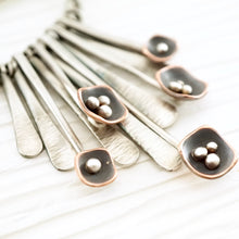 Load image into Gallery viewer, Unique, artisan designed, handmade sterling silver and copper, fringe necklace | Square Pods collection