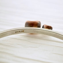 Load image into Gallery viewer, Unique, artisan designed, handmade sterling silver and copper cuff bracelet | Square Pods collection