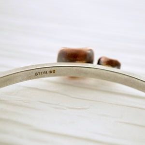Unique, artisan designed, handmade sterling silver and copper cuff bracelet | Square Pods collection