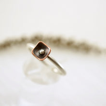Load image into Gallery viewer, Unique, artisan designed, handmade sterling silver and copper, closed band ring | Square Pods collection